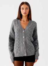 Frawley Cable Knit Cardigan - Grey
