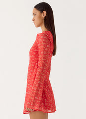 Sabella Mini Dress - Magenta Red Rose