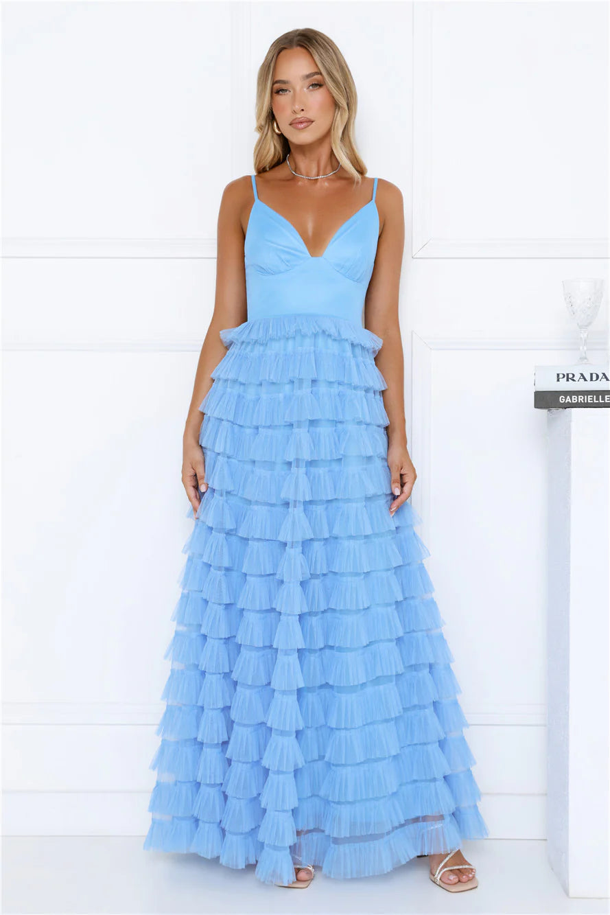 Outfit Highlight Tulle Maxi Dress Blue
