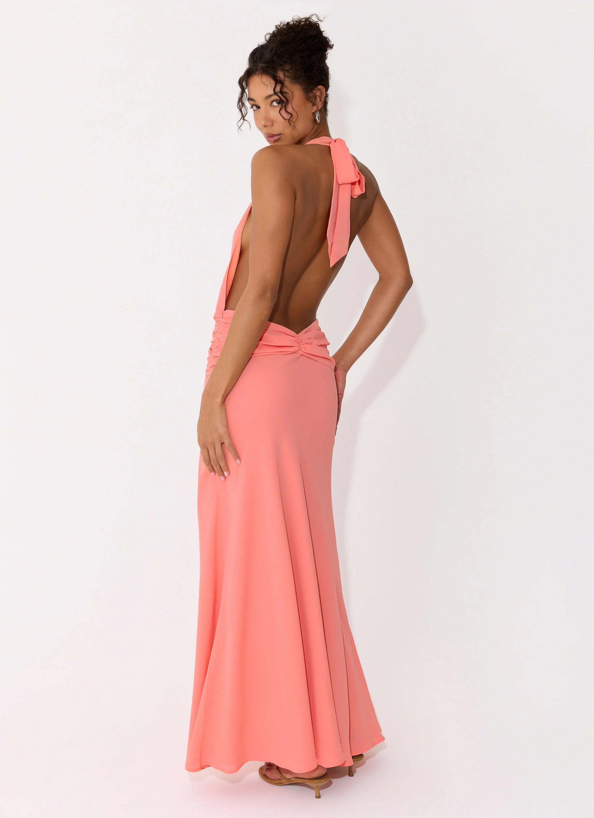 Attina Halter Maxi Dress - Coral