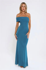 Contemporary Glow Off Shoulder Maxi Dress Teal