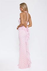 Aurora Serenade Halter Maxi Dress Pink