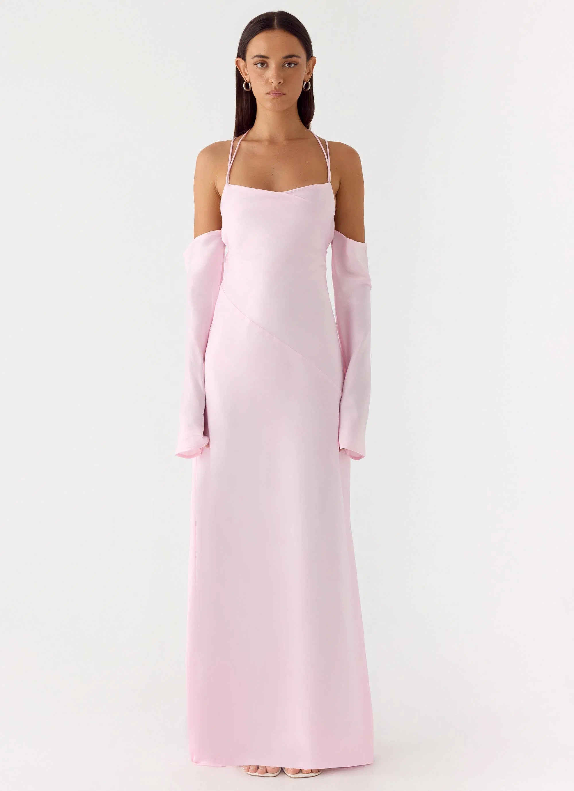 Breathe Me Long Sleeve Maxi Dress - Baby Pink