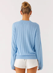 Leo Oversized Cardigan - Sky Blue